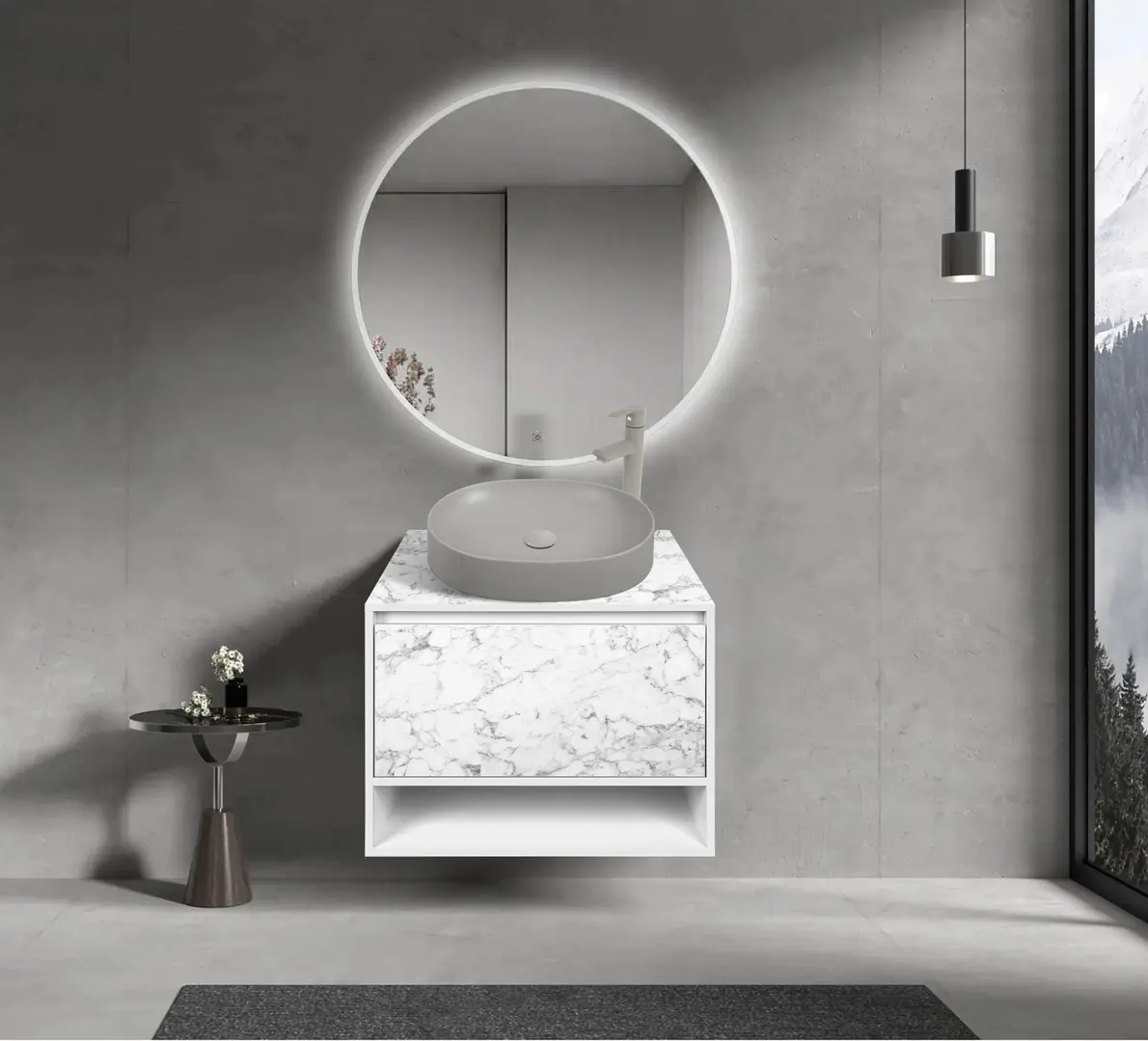 Set dulap cu lavoar Montebella 53.01 Bianco LED + Naomi 550x425 (Koala)