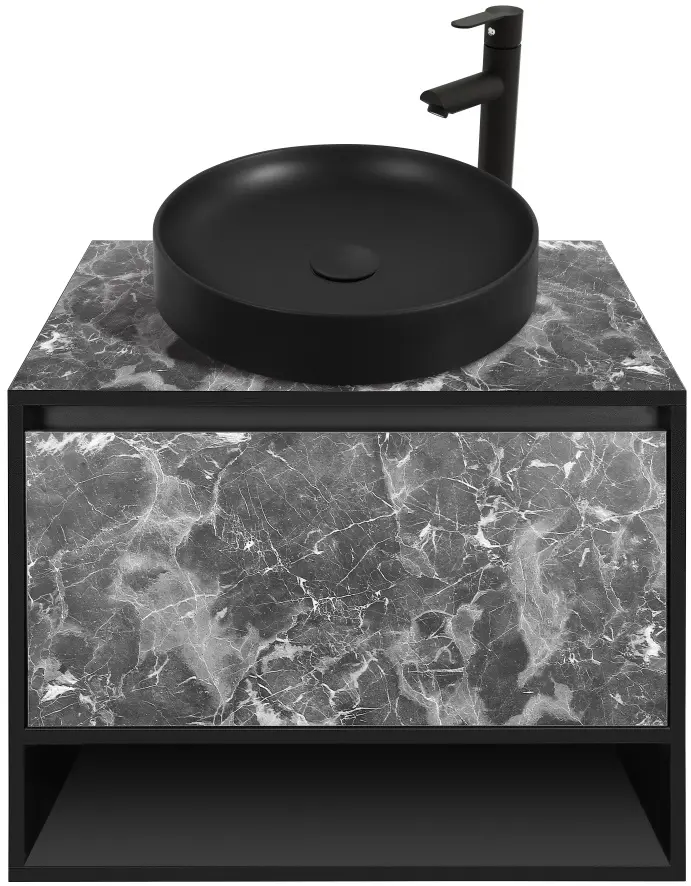 Set dulap cu lavoar Montebella 53.01 Nero LED + Naomi 455х455 (Pantera)