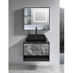 Set dulap cu lavoar Montebella 53.01 Nero LED + Naomi 585x385 (Pantera)