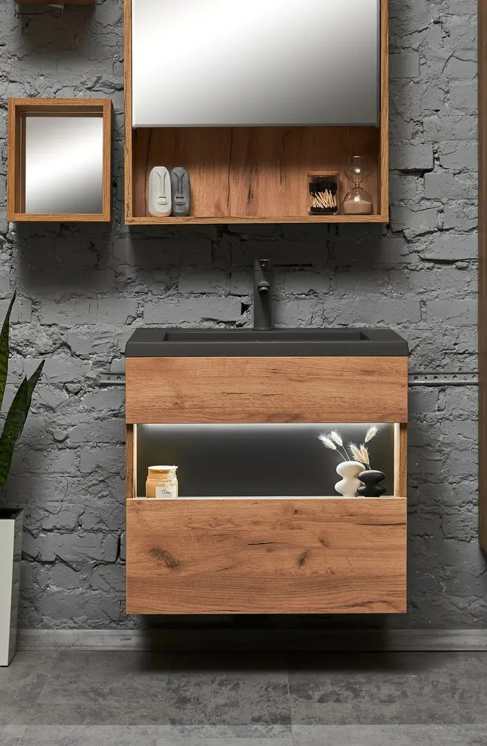 Set dulap cu lavoar Montebella 55.02 Spirit LED 650x480 (Lemur)