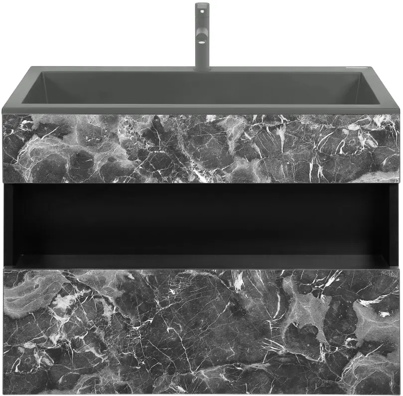 Set dulap cu lavoar Montebella 55.03 Nero LED + Enzo 800x400 (Lemur)