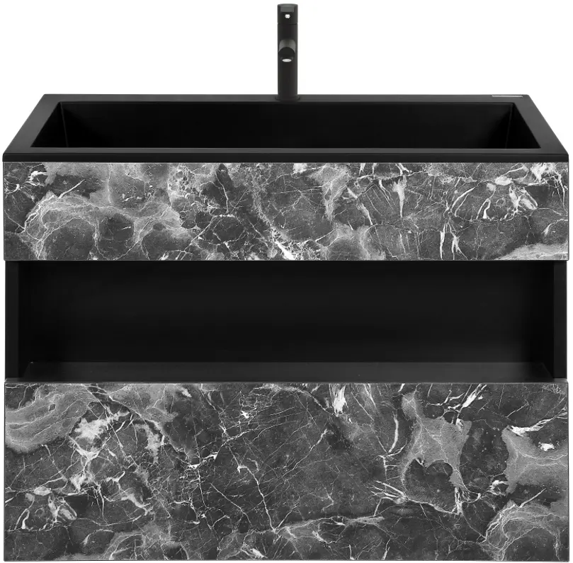 Набор тумбы с раковиной Montebella 55.03 Nero LED + Enzo 800x400 (Pantera)