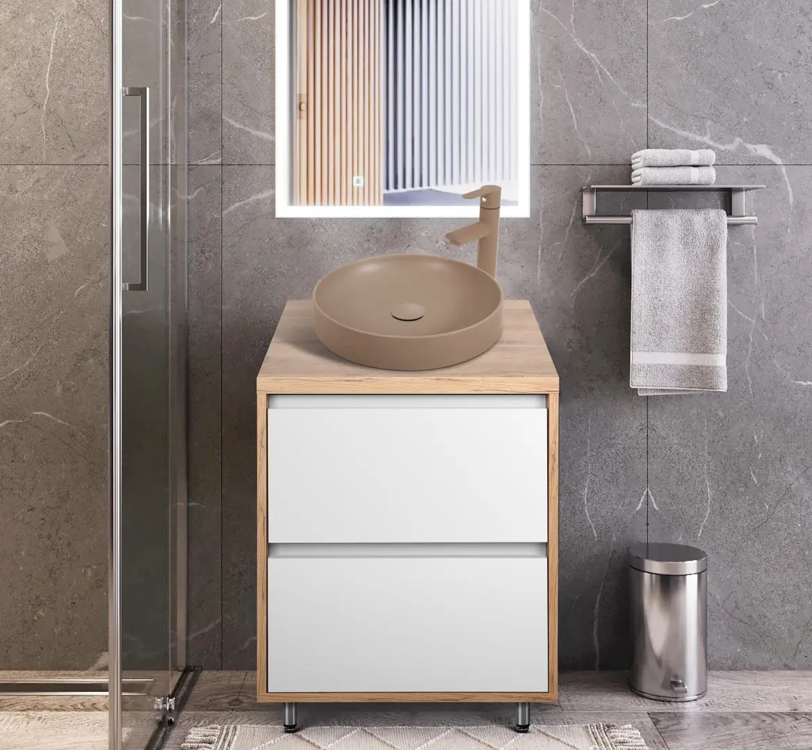 Set dulap cu lavoar Montebella 57.03 Sirius N + Naomi 455x455 (Jaguar)