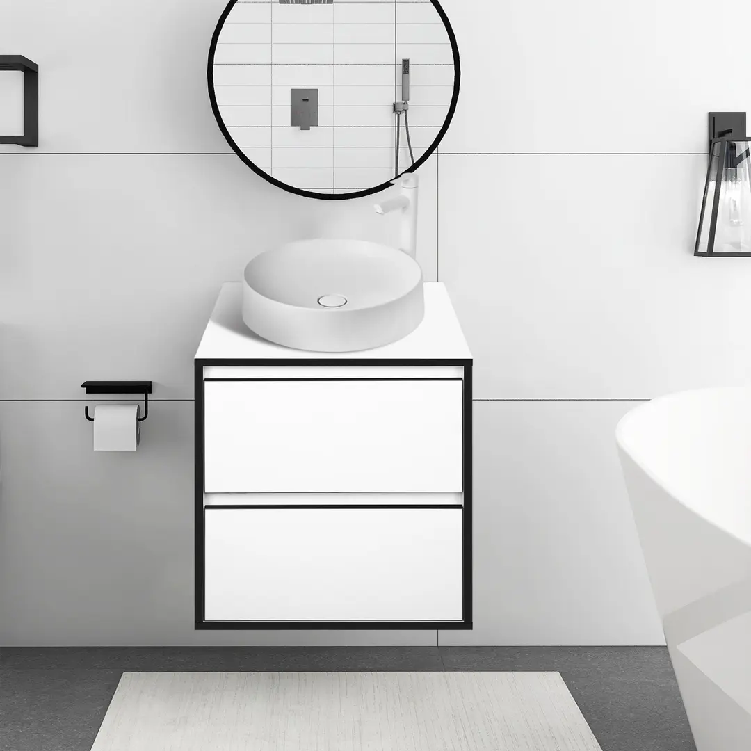 Набор тумбы с раковиной Montebella 57.04 Eclipse + Naomi 455х455 (Panda)