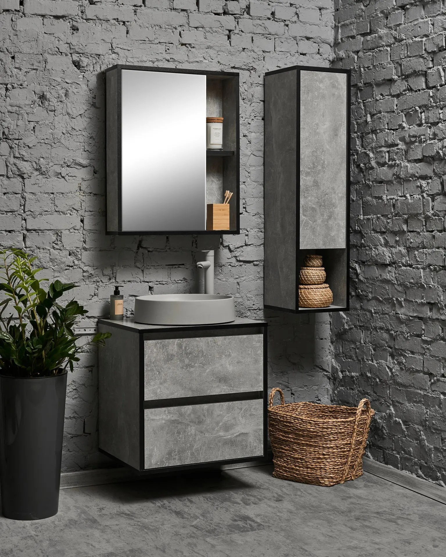 Набор тумбы с раковиной Montebella 57.04 Loft + Naomi 550x425 (Koala)