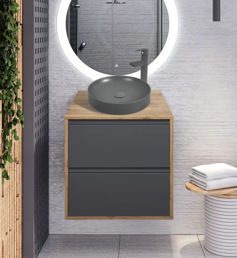 Set dulap cu lavoar Montebella 57.04 Spirit + Naomi 455х455 (Lemur)