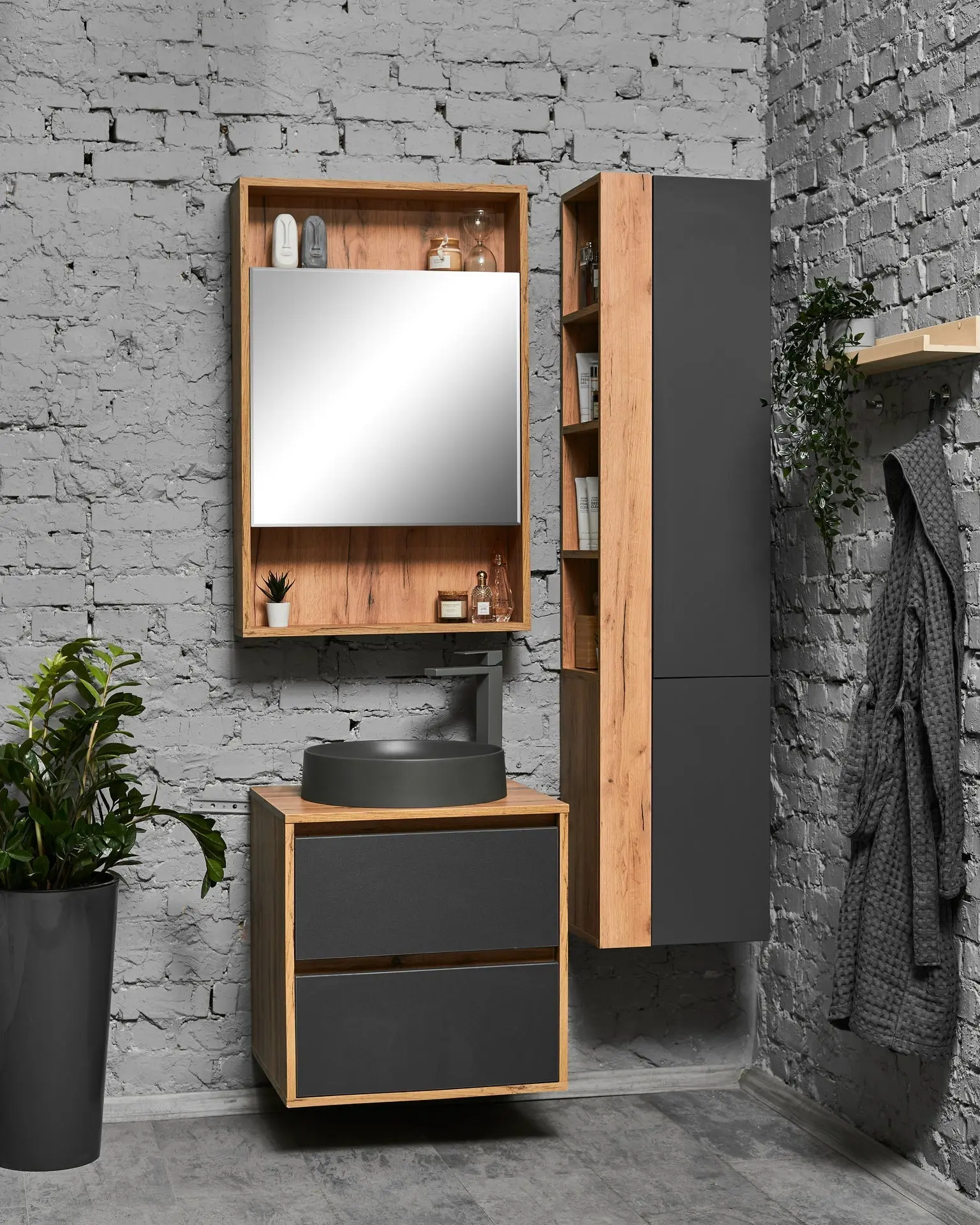 Set dulap cu lavoar Montebella 57.04 Spirit + Naomi 550x425 (Lemur)