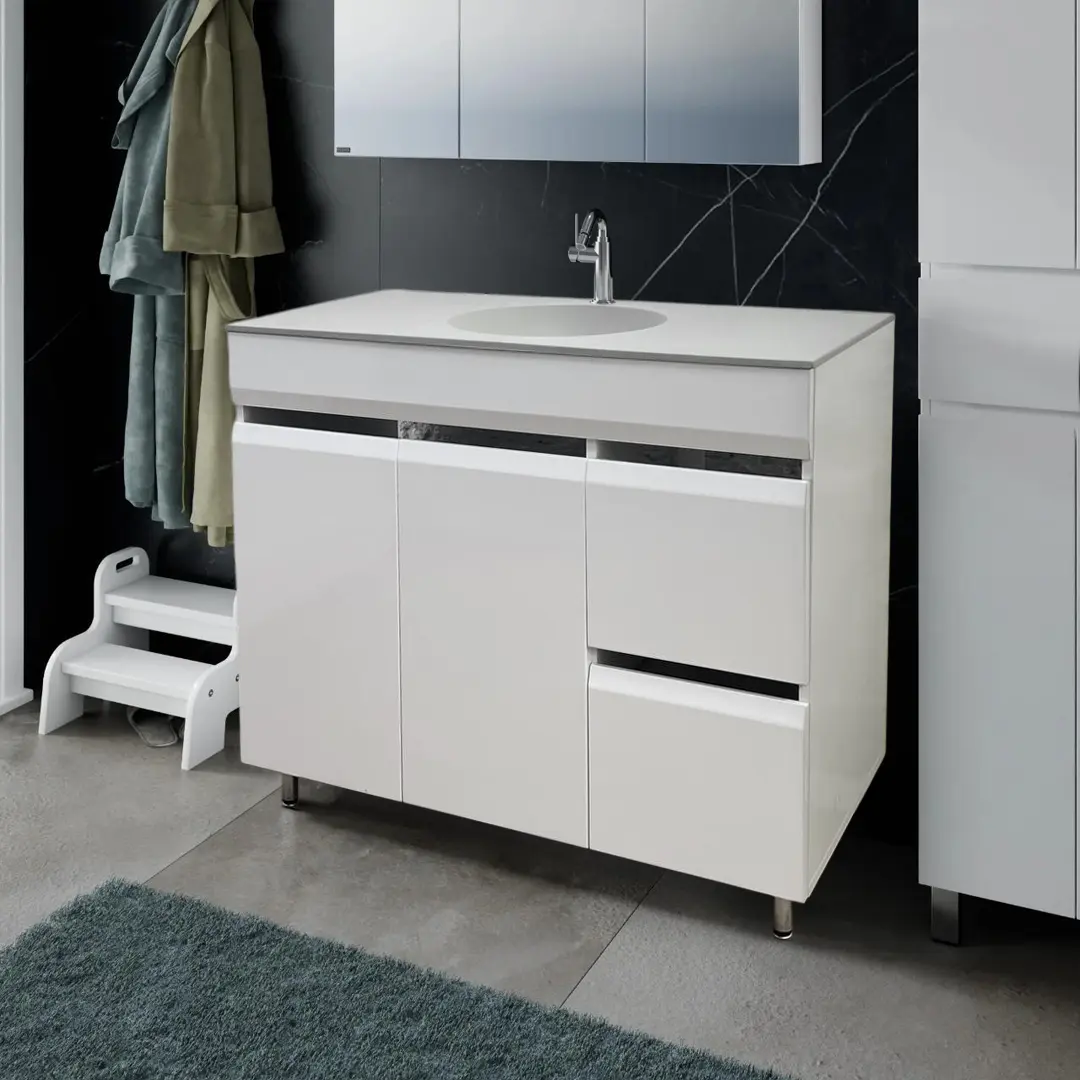 Set tumba cu lavoar 2 usi/2 sertare + lav 1000x500 (White)