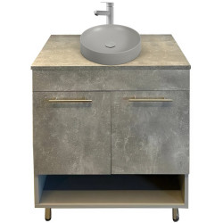 Set dulap cu lavoar Combo 700 Woody +  Naomi 455x455 (Grey/Natural) Thumb