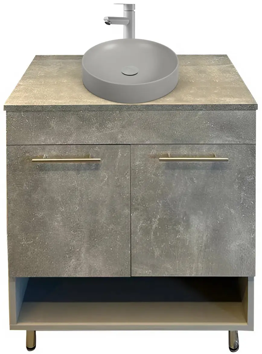 Set dulap cu lavoar Combo 700 Woody +  Naomi 455x455 (Grey/Natural)