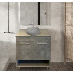 Set dulap cu lavoar Combo 700 Woody +  Naomi 455x455 (Grey/Natural)