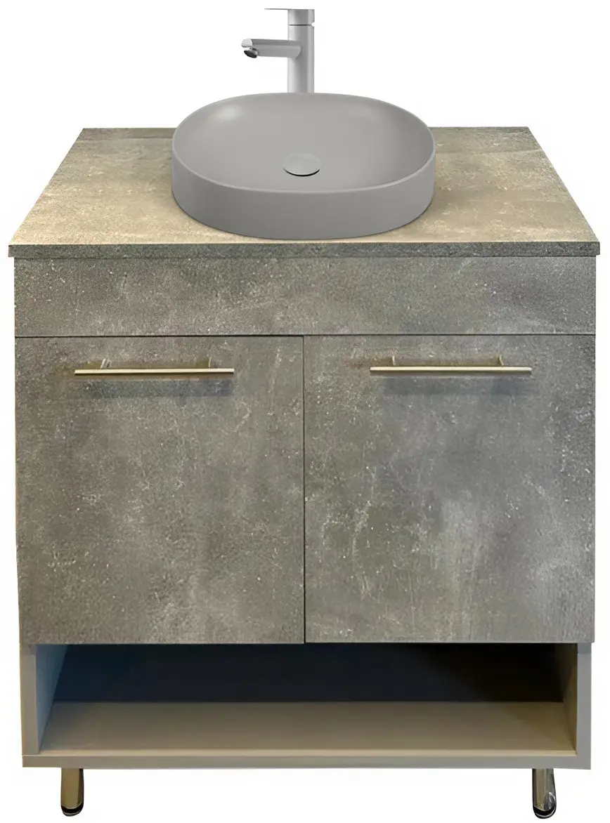 Set dulap cu lavoar Combo 700 Woody +  Naomi 550x425 (Grey/Natural)