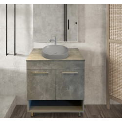 Set dulap cu lavoar Combo 700 Woody +  Naomi 550x425 (Grey/Natural)