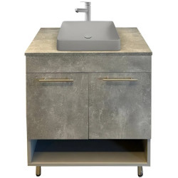 Набор тумбы с раковиной Combo 700 Woody +  Naomi 585x385 (Grey/Natural) Thumb