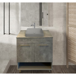 Set dulap cu lavoar Combo 700 Woody +  Naomi 585x385 (Grey/Natural)