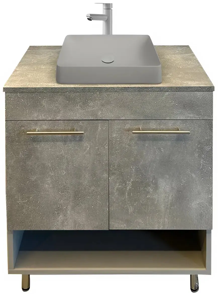 Набор тумбы с раковиной Combo 700 Woody +  Naomi 585x385 (Grey/Natural)