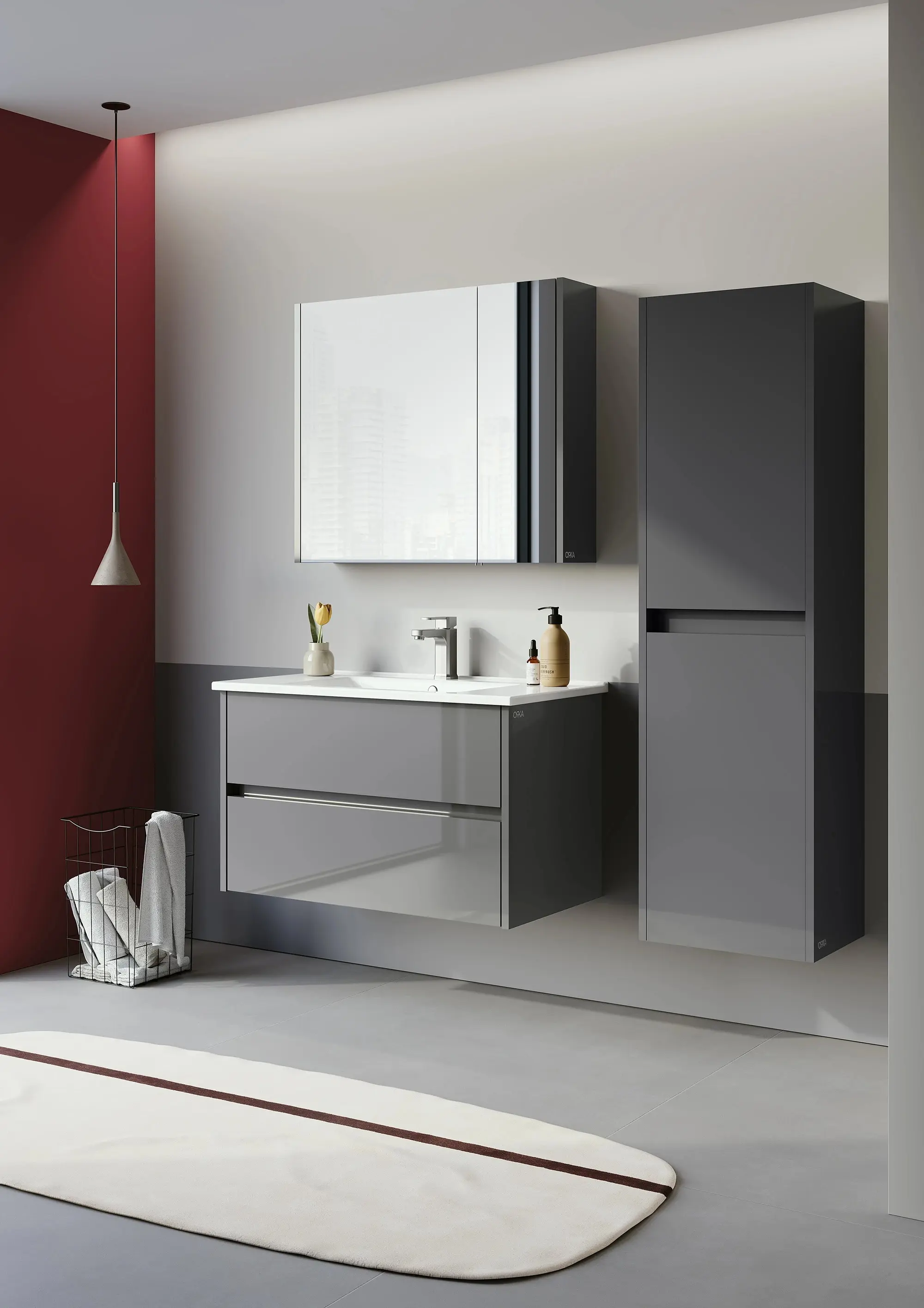 Набор тумбы с раковиной Orka Arno 65 (Grey) - 4