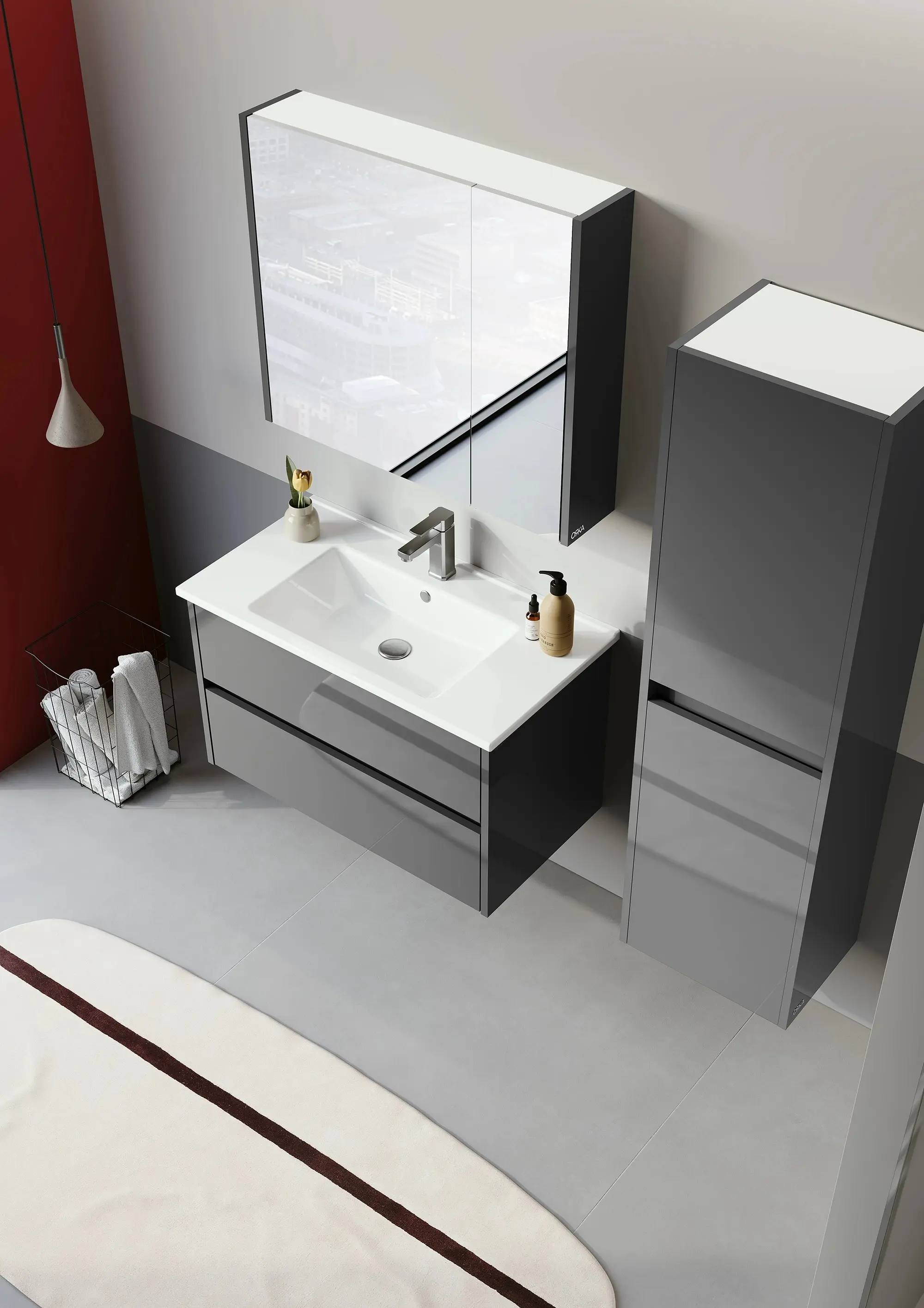 Набор тумбы с раковиной Orka Arno 65 (Grey) - 5