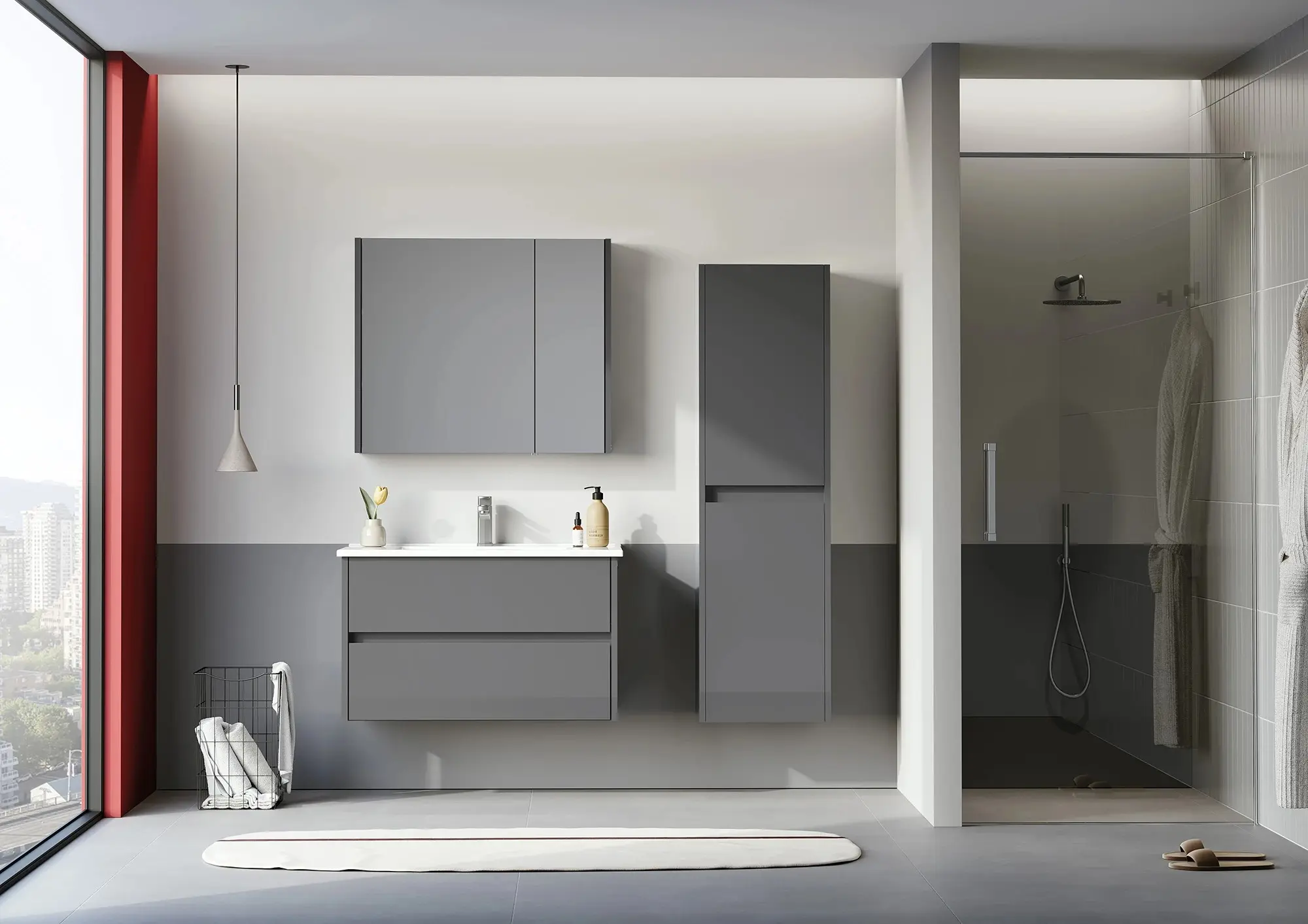 Набор тумбы с раковиной Orka Arno 65 (Grey) - 7
