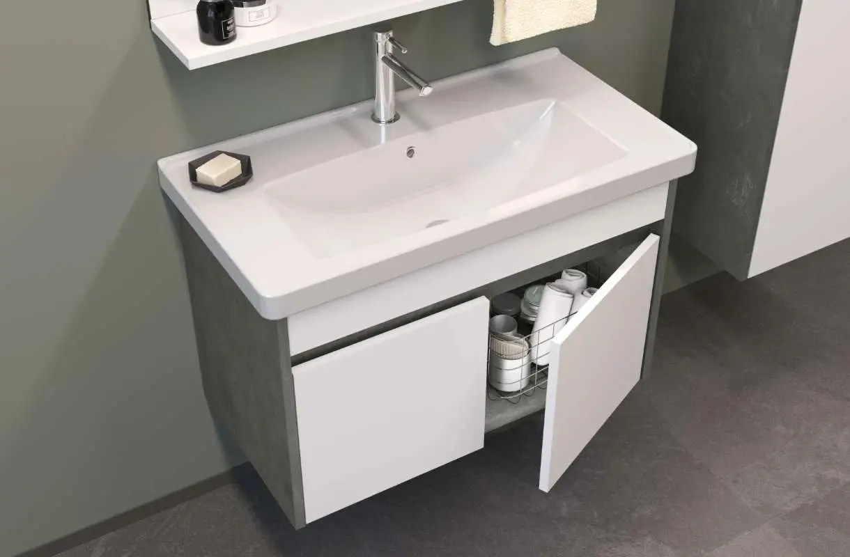 Set dulap cu lavoar Orka Aydos 100 (Silver/White)