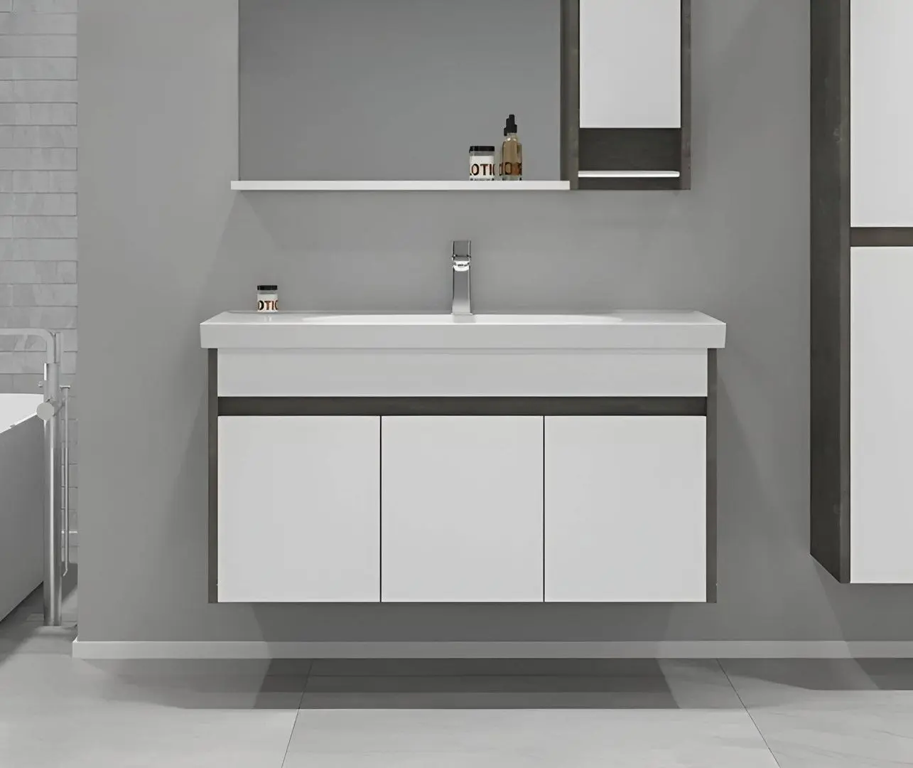 Set dulap cu lavoar Orka Aydos 100 (Silver/White)