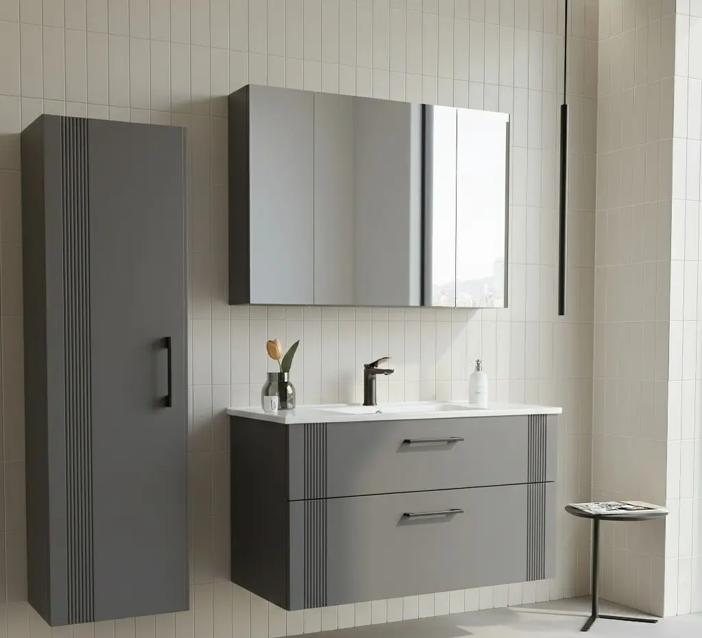 Набор тумбы с раковиной Orka Bari 100 (Anthracite) - 3