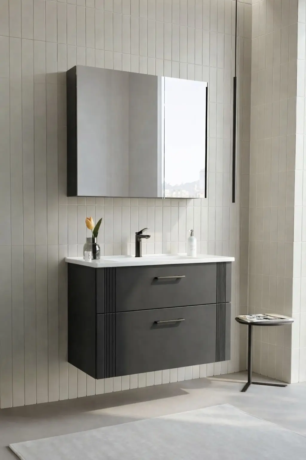 Набор тумбы с раковиной Orka Bari 100 (Anthracite) - 4