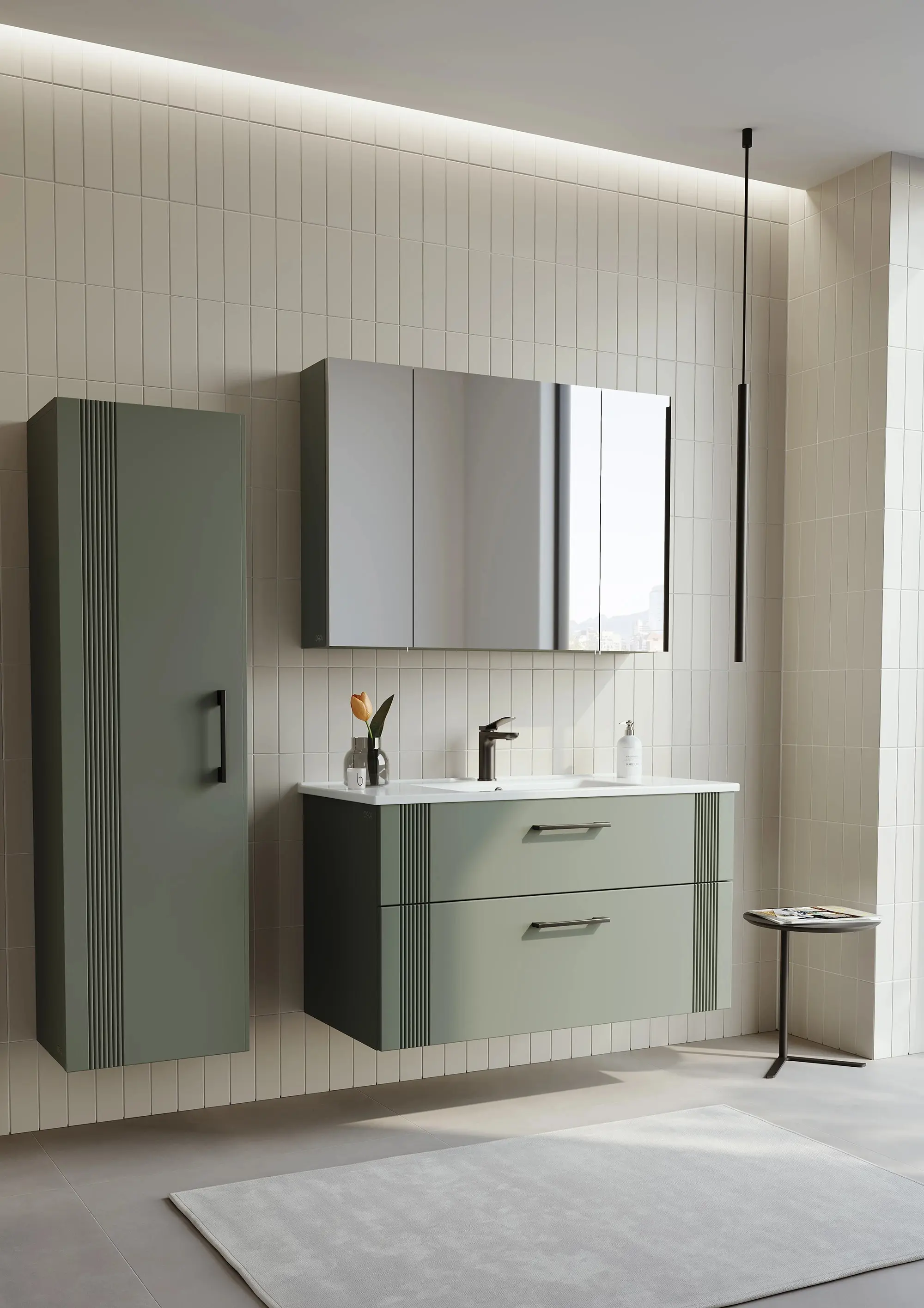 Набор тумбы с раковиной Orka Bari 85 (Green) - 6
