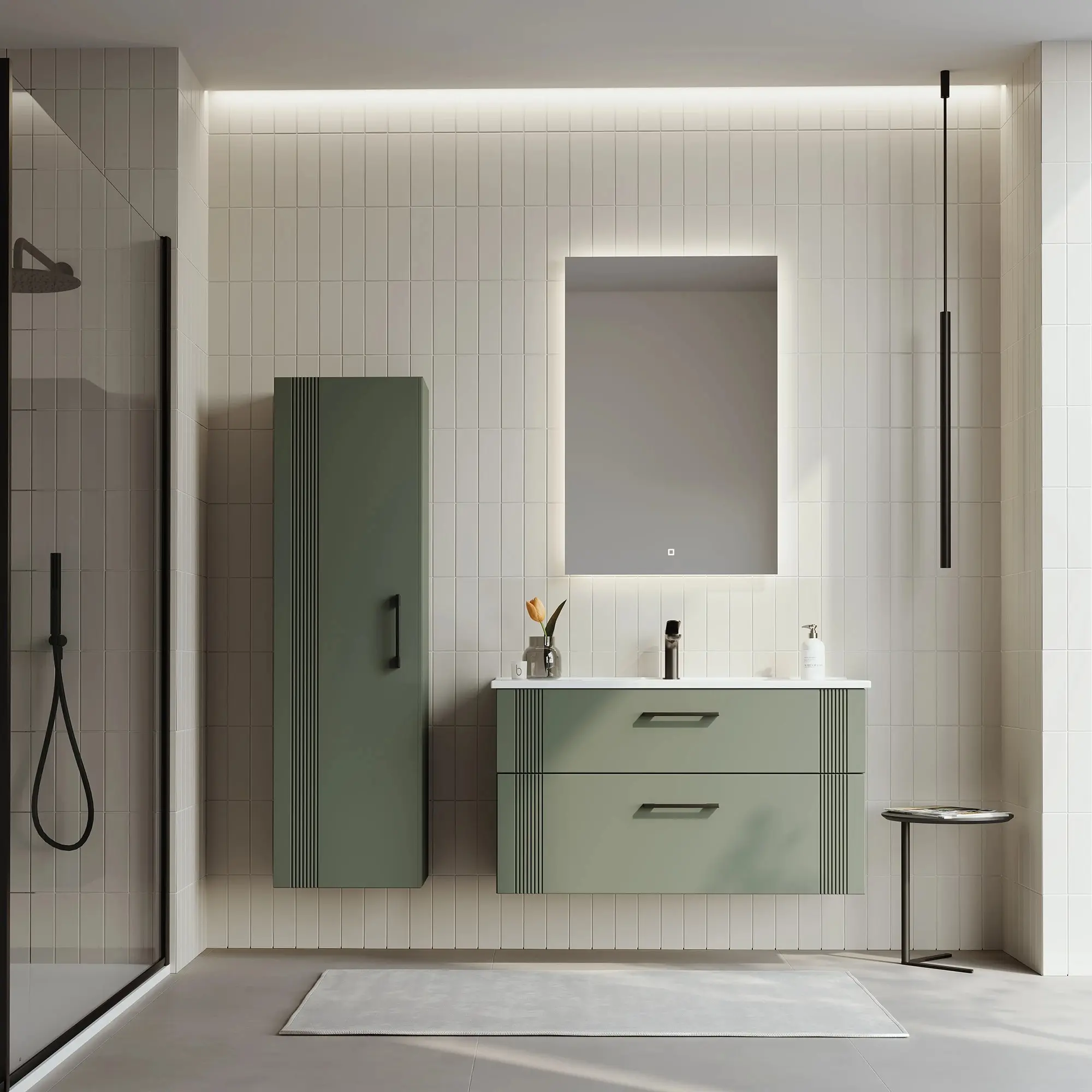 Набор тумбы с раковиной Orka Bari 85 (Green) - 8