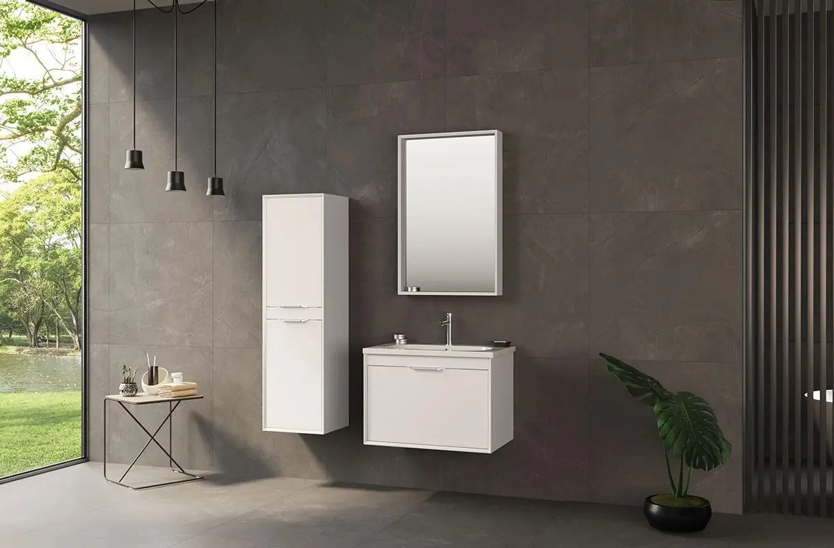 Set dulap cu lavoar Orka Clay 80 (White)