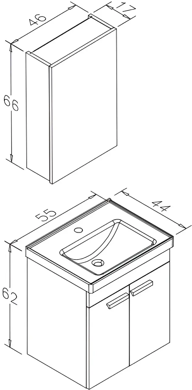 Набор тумбы с раковиной Orka Enez 55 (Irony)
