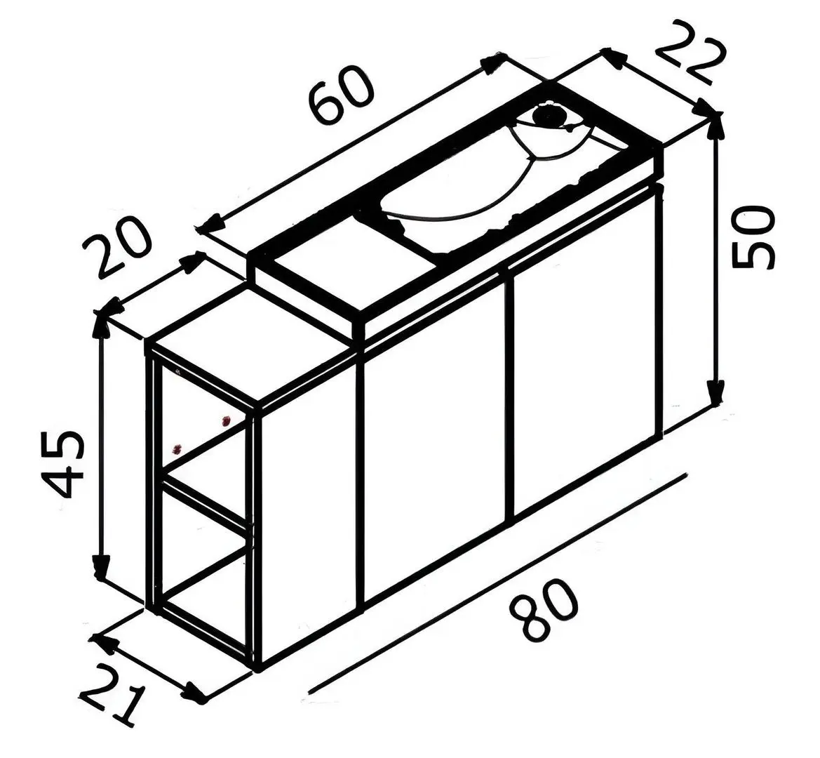 Набор тумбы с раковиной Orka Ferla 80 (Anthracite)