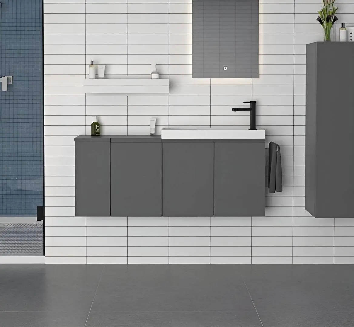 Набор тумбы с раковиной Orka Ferla 80 (Anthracite)