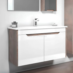 Set dulap cu lavoar Orka Lago 85 (Brown Stone/White)