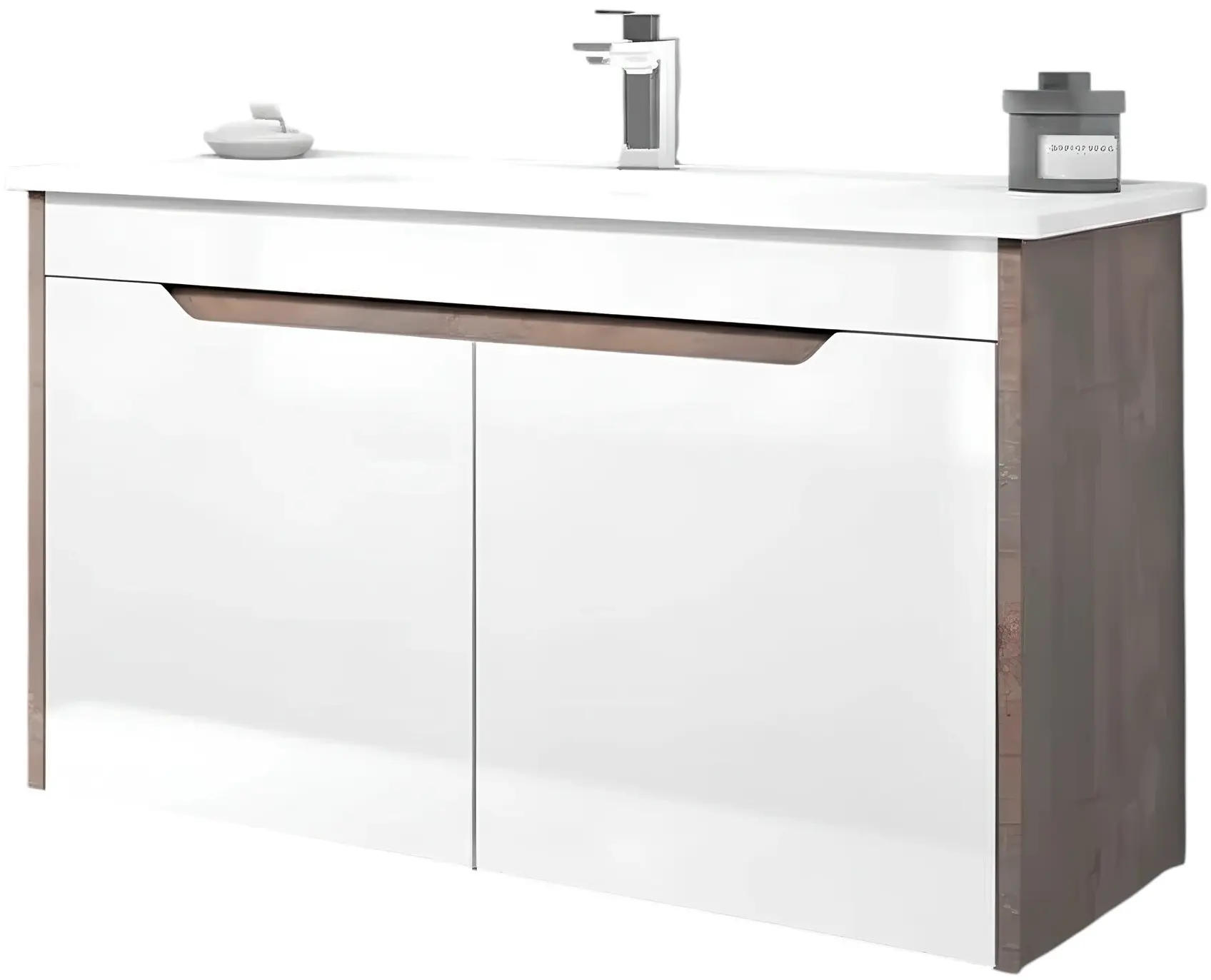 Set dulap cu lavoar Orka Lago 85 (Brown Stone/White) - 2