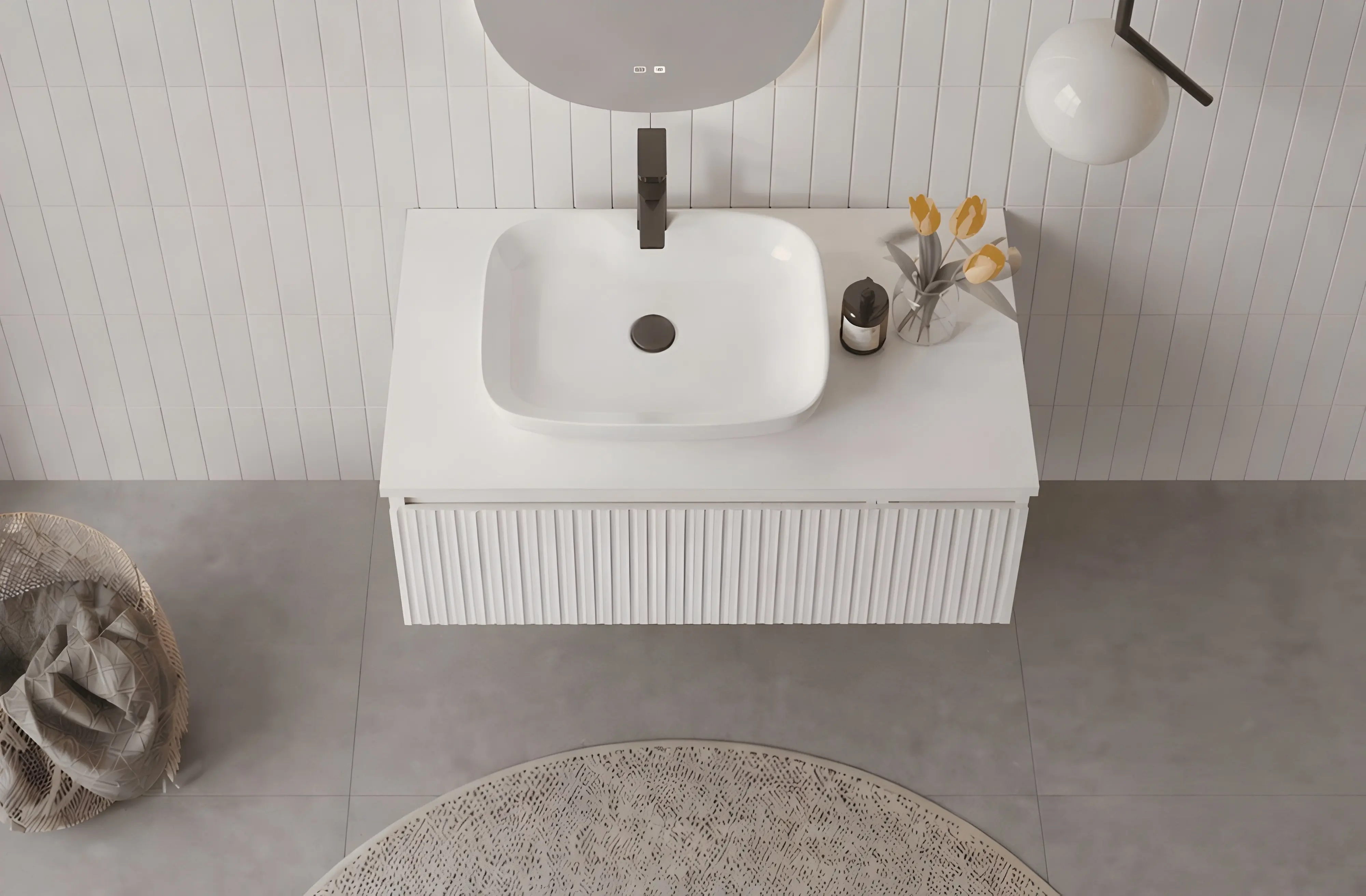 Набор тумбы с раковиной Orka Lentia 80 (White) - 2
