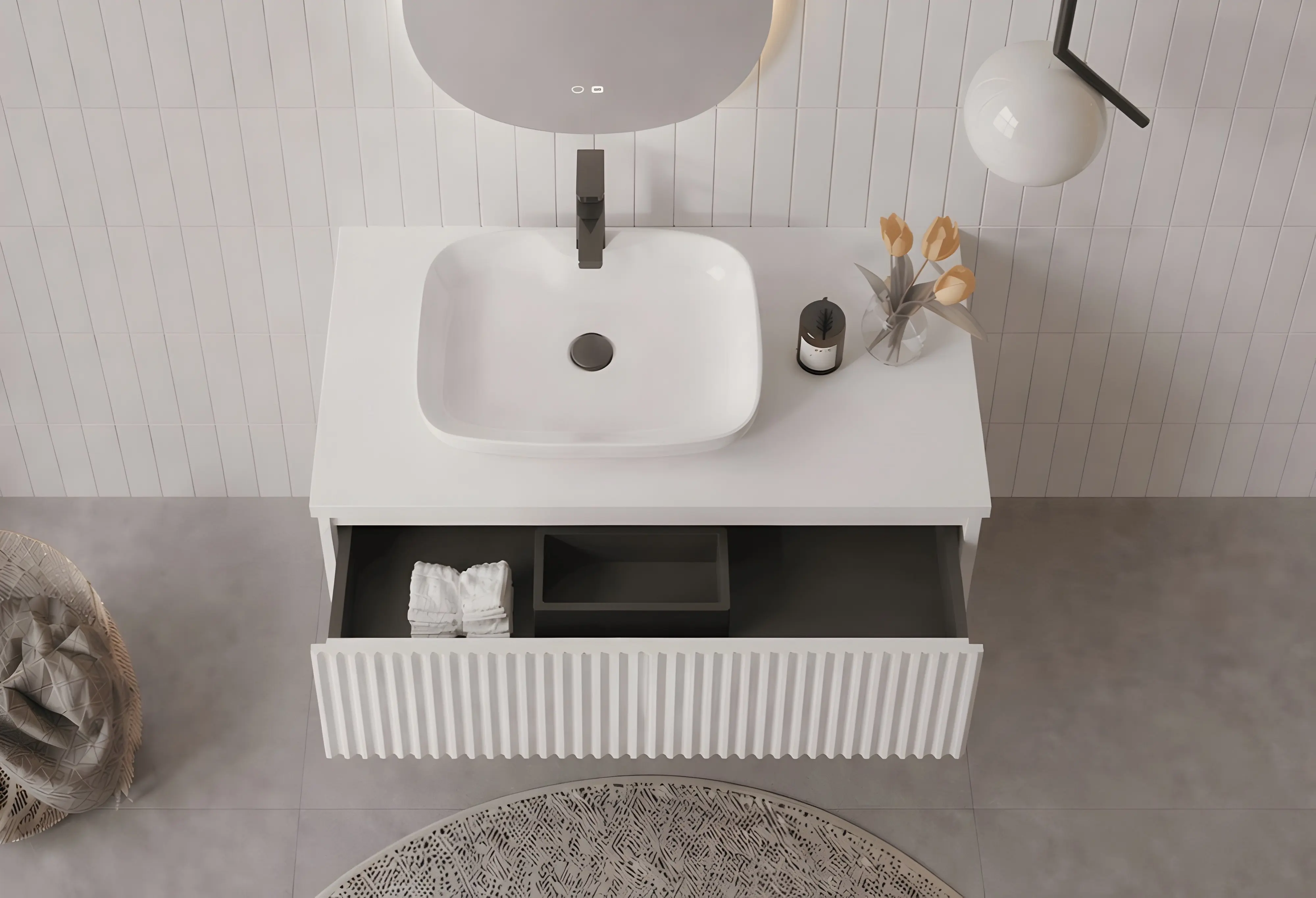 Набор тумбы с раковиной Orka Lentia 80 (White) - 4