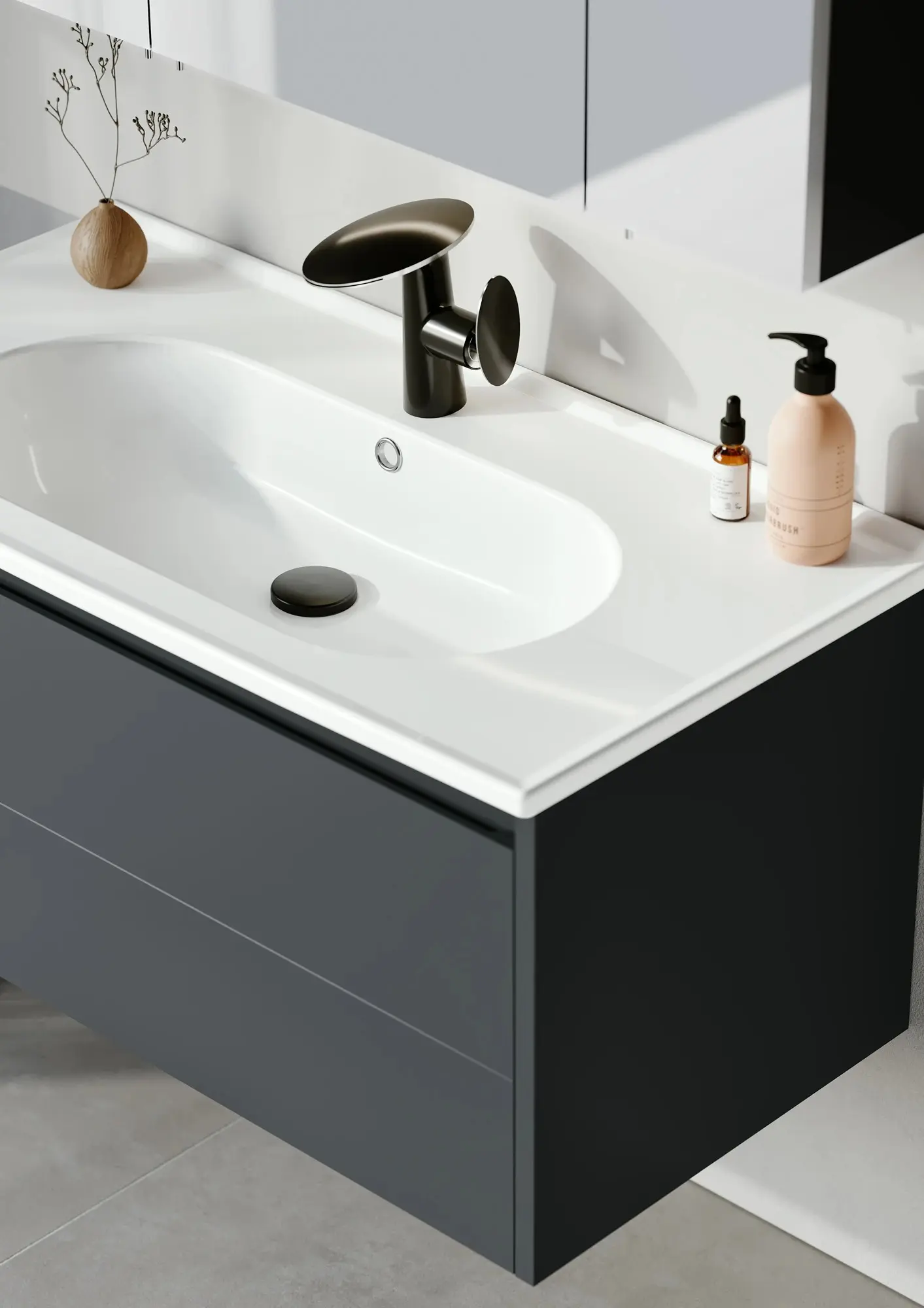 Набор тумбы с раковиной Orka Likya 65 (Antracite) - 3