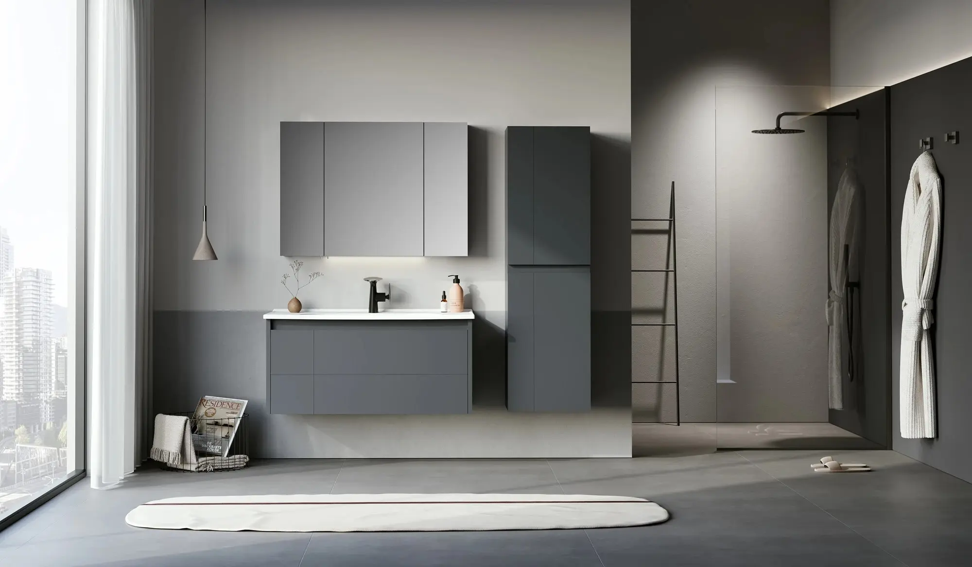 Набор тумбы с раковиной Orka Likya 65 (Antracite) - 6