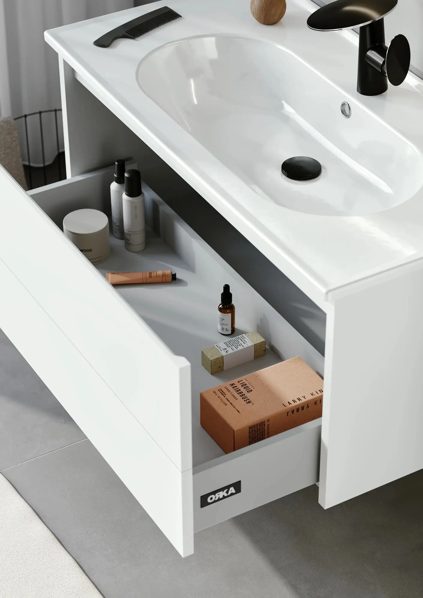 Набор тумбы с раковиной Orka Likya 80 (White) - 4