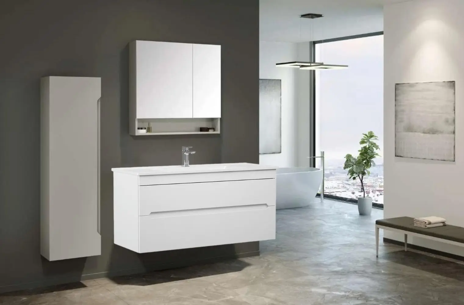 Set dulap cu lavoar Orka Malta 120 (White) - 4