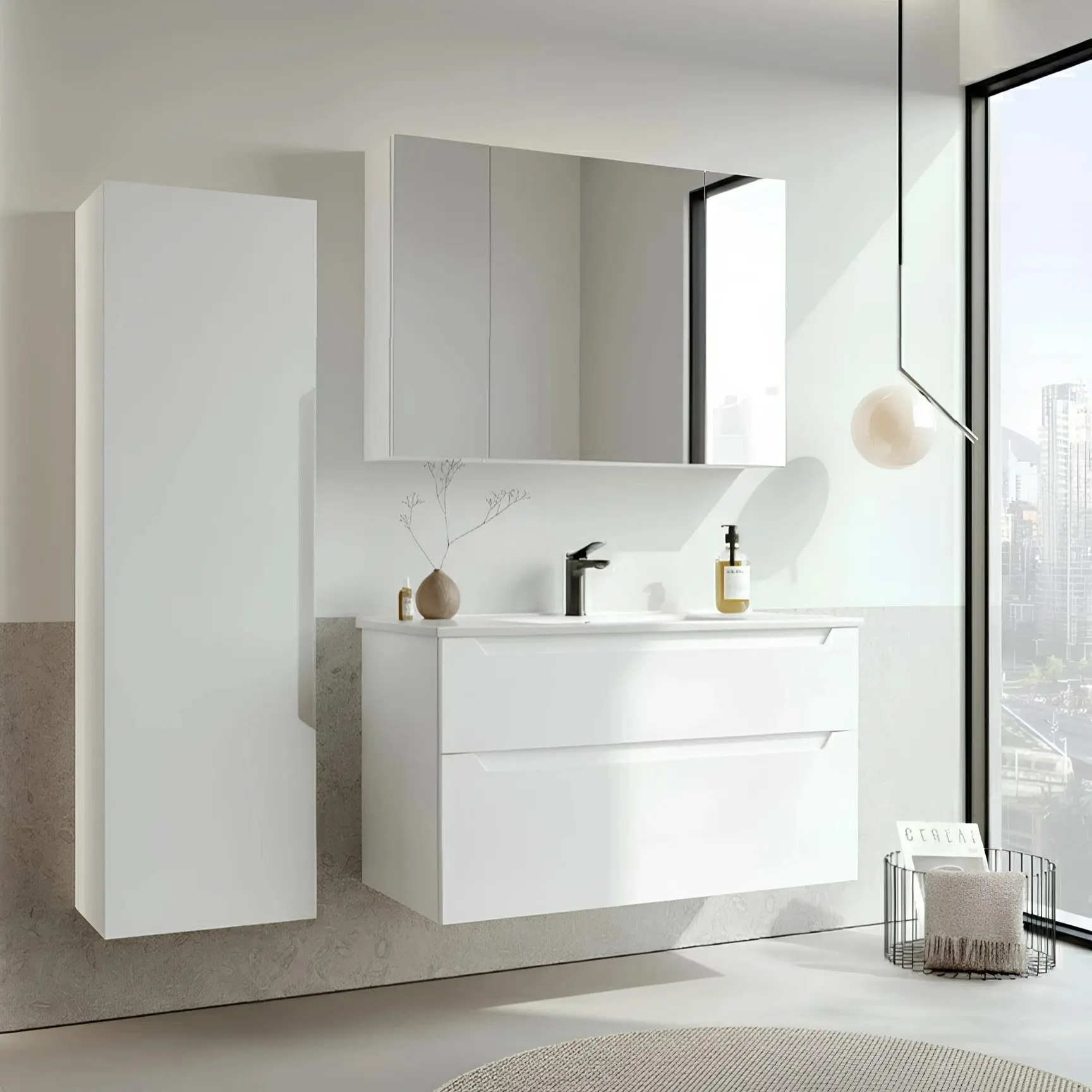 Набор тумбы с раковиной Orka Messina 85 (White) - 3