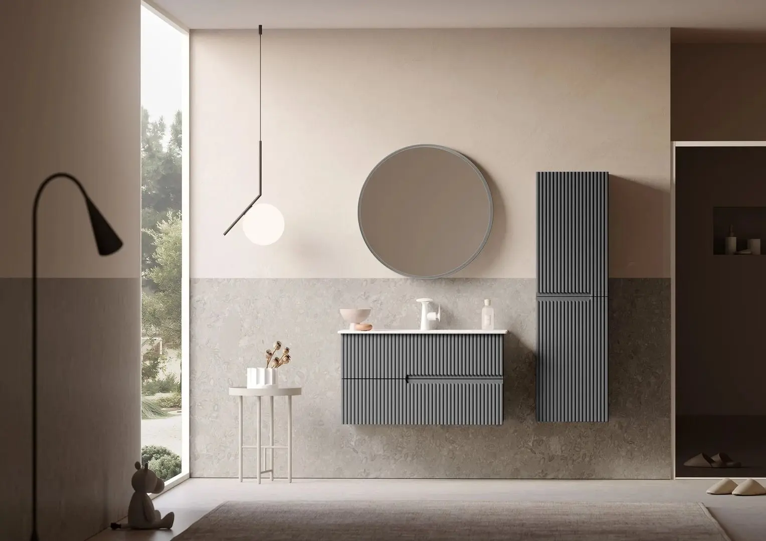 Набор тумбы с раковиной Orka Moonlight 70 (Grey Matt)