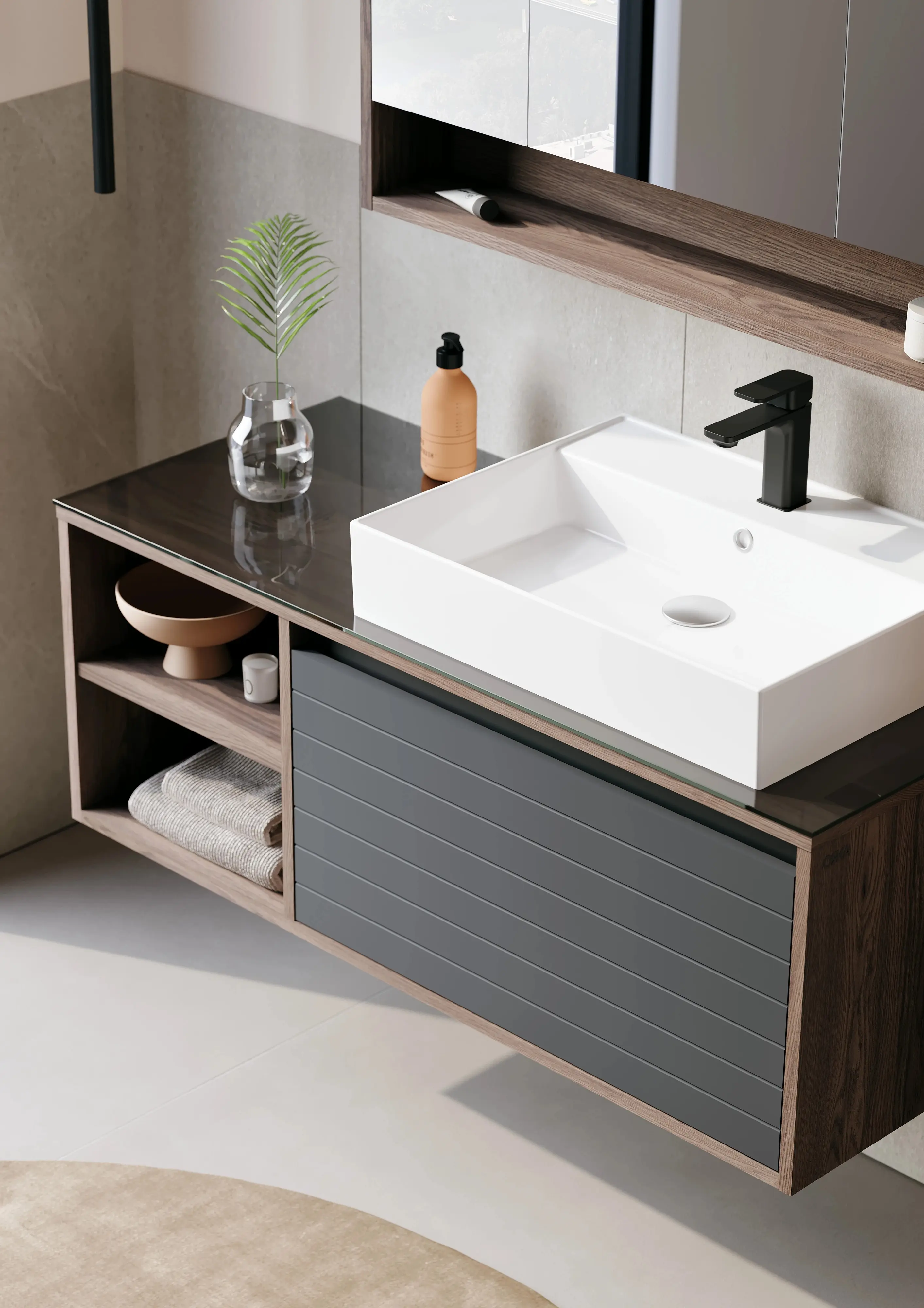 Набор тумбы с раковиной Orka Prato 120 (Navaro/Anthracite) - 4