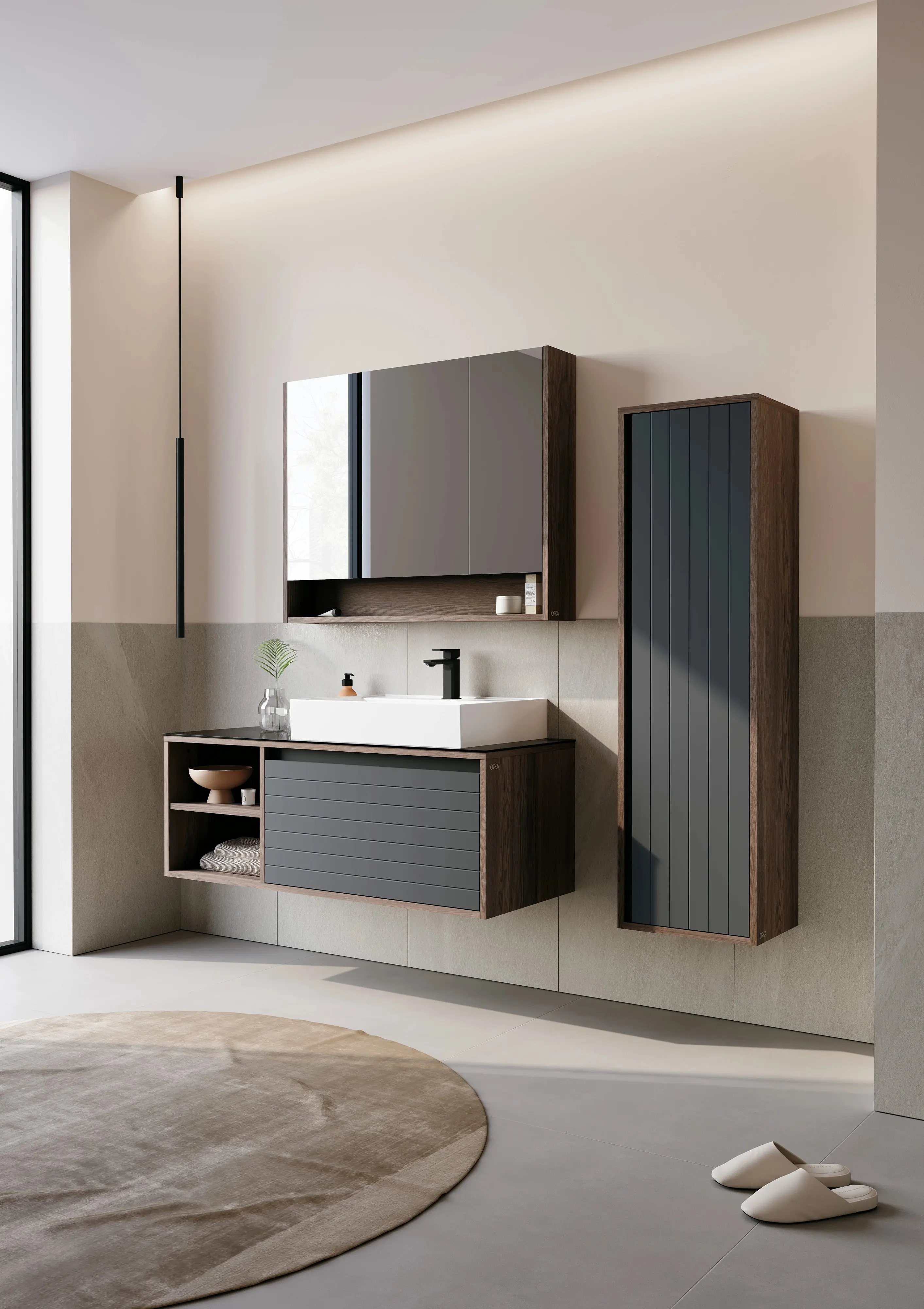 Набор тумбы с раковиной Orka Prato 120 (Navaro/Anthracite) - 6