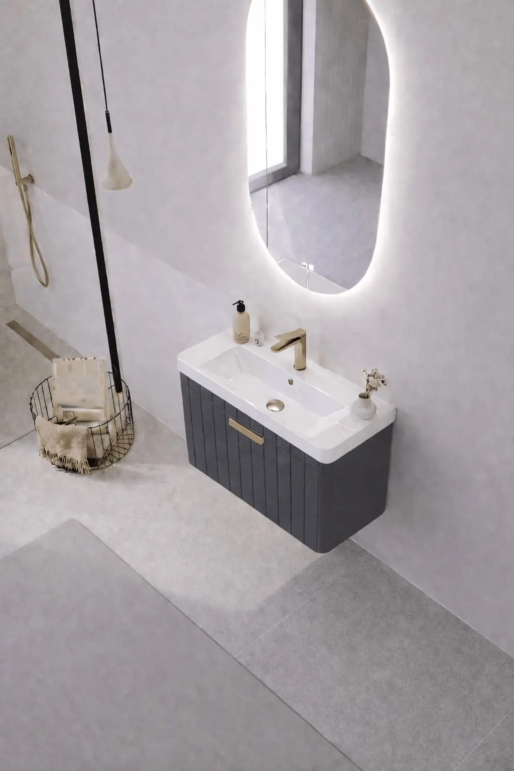 Набор тумбы с раковиной Orka Procida 60 (Antracite) - 3