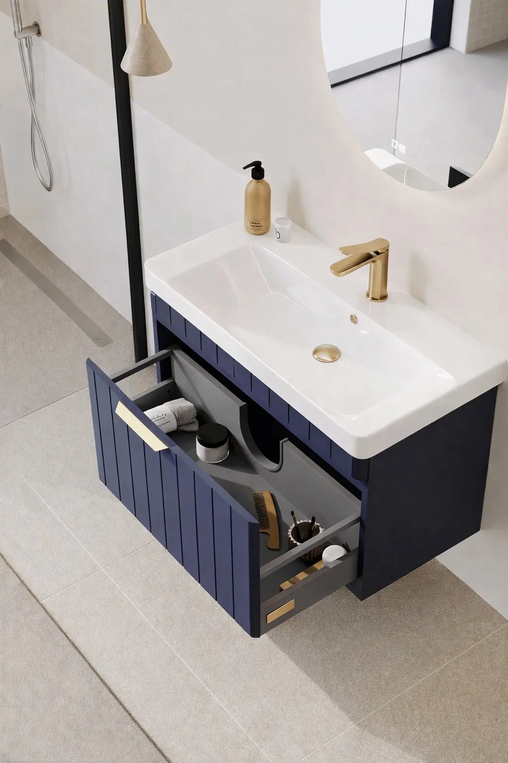 Set dulap cu lavoar Orka Procida 60 (Matte Navy Blue) - 4
