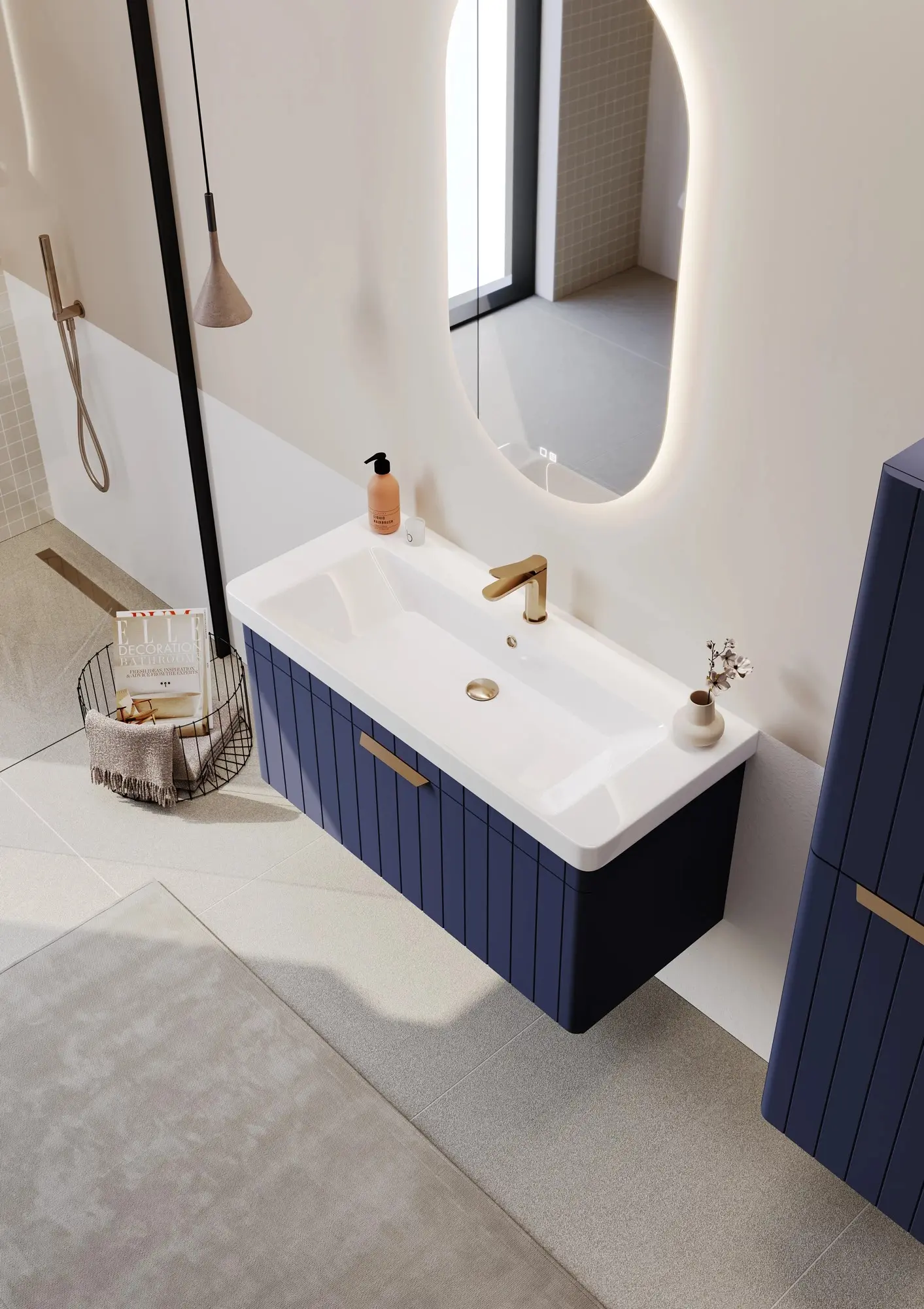 Set dulap cu lavoar Orka Procida 80 (Matte Navy Blue) - 3