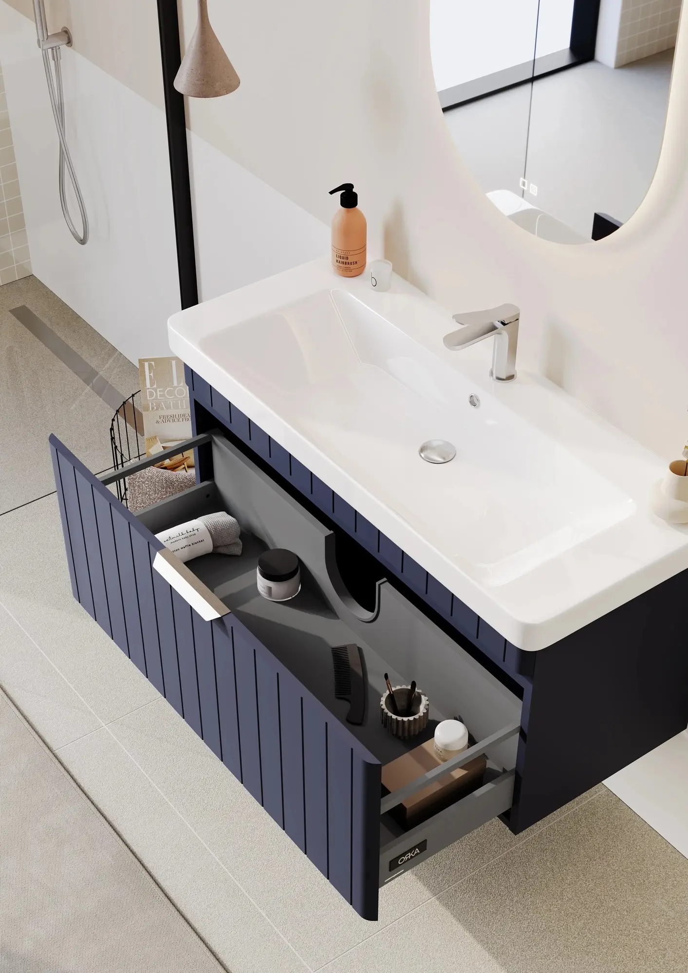 Set dulap cu lavoar Orka Procida 80 (Matte Navy Blue) - 5