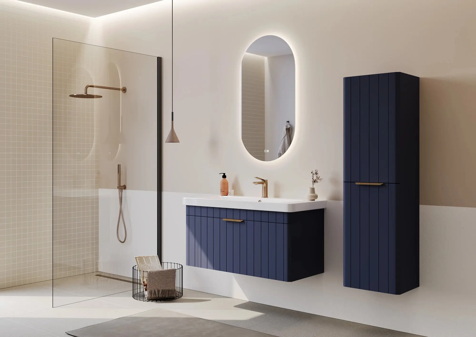 Set dulap cu lavoar Orka Procida 80 (Matte Navy Blue) - 7